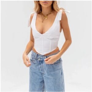 Peppermayo Elegant White Corset Crop Top